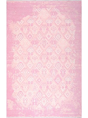 Halımax Lina Çift Taraflı %100 Pamuk Kilim Modern Yıkanabilir Şönil Kilim 015-J Pudra Pembe