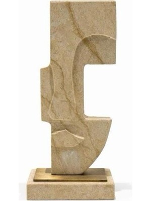 Hüco Bazaar Traverten Mermer Kare Surat Yüz Dekor Dekoratif Hediyelik Süslük Biblo Obje Ofis ve Ev