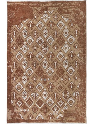 Halımax Lina Çift Taraflı %100 Pamuk Kilim Modern Yıkanabilir Şönil Kilim 015-E Bej Kahve