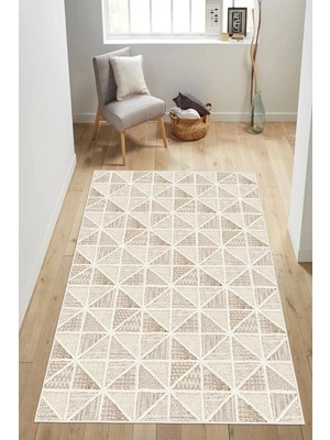 Pelura Halı Geometrik Desenli Modern Baskılı Kaymaz Yıkanabilir Salon Oturma Odası Mutfak Antre Halısı Yolluk