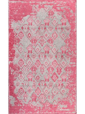 Halımax Lina Çift Taraflı %100 Pamuk Kilim Modern Yıkanabilir Şönil Kilim 015-A Gri Pembe