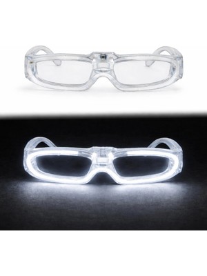 Uravas Store Beyaz LED Işıklı Parti Gözlüğü 3 Modlu – Glow &amp; Gece Eğlence Gözlüğü