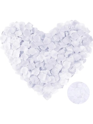 Uravas Store Beyaz Renk Gül Yaprağı Şekilli Konfeti 10 Paket 1000 Adet