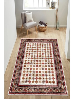 Pelura Halı Renkli Kilim Desenli Baskılı Kaymaz Yıkanabilir Salon Oturma Odası Mutfak Antre Halısı Yolluk