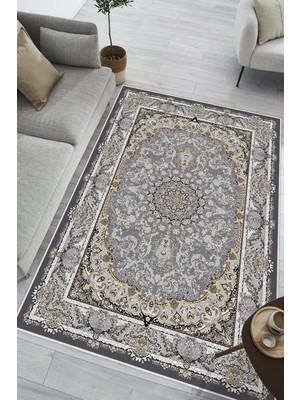 Pelura Halı Klasik Desen Dijital Baskılı Kaymaz Yıkanabilir Salon Oturma Odası Mutfak Halısı Yolluk