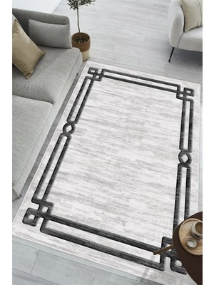 Pelura Halı Modern Çerçeveli Dijital Baskılı Kaymaz Yıkanabilir Salon Oturma Odası Antre Mutfak Halısı Yolluk