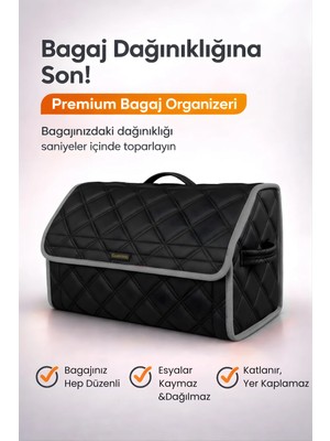 E-BİZ Bagaj Çantası Oto Bagaj Organizer Çift Kat Deri Su Geçirmez Kaymaz Katlanır Araç Düzenleyici