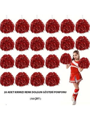 Uravas Store 10 Çift ( 20 Adet ) Kırmızı Renk 23 Nisan 19 Mayıs 29 Ekim Okul Gösteri Ponponları