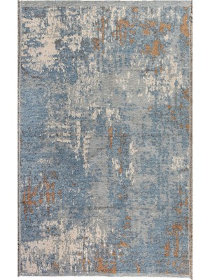 Halımax Lina Çift Taraflı %100 Pamuk Kilim Modern Yıkanabilir Şönil Kilim 10407-E Mavi Kahve