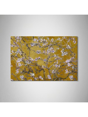 Ahsenico Çiçek Açan Badem Ağacı - Almond Blossom -Sarı -Vincent Van Gogh-Çerçevesiz Tablo