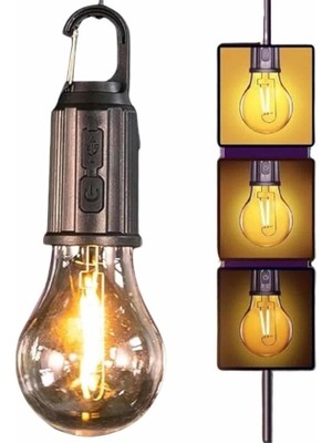 Buğz Şarjlı Dekoratif Kamp Lambası Askılı Ampul LED Işık Type-C Girişli