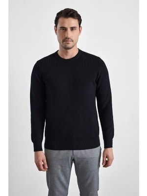 Süvari Siyah Regular Bisiklet Yaka Kazak