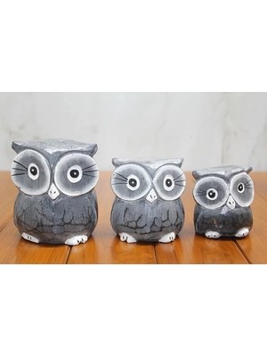 Buğz Ahşap 3'lü Baykuş Seti Model 2