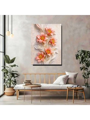 Artprinta Somon Çiçekli 3D Efekt Kanvas Tablo – Doğallık ve Zarafetin Uyumu