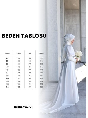 By Atelier Beyaz Prenses Balon Kol Bileğe Kadar Manşetli Kuyruklu Nikah Abiyesi