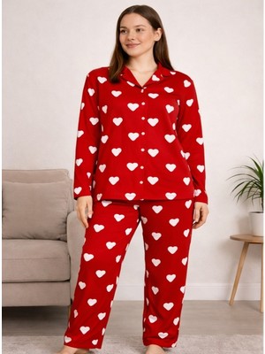 Miss Adella Kadın Düğmeli 4 Mevsim Dik Yaka Ince Desenli Eşofman Pijama Takımı