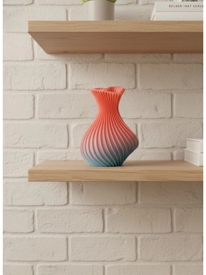 Buğz 3D Dalga Desenli Kalp Formlu Dekoratif Vazo Pembe 15 cm