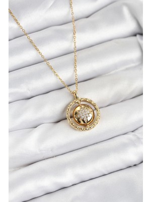 Buğz 316L Çelik Zincir Gold Renk Kutup Yıldızı Model Kadın Kolye