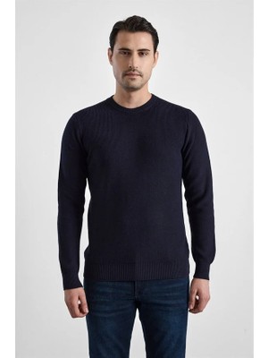 Süvari Lacivert Regular Bisiklet Yaka Kazak