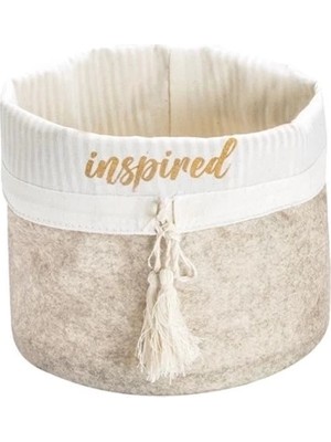 Buğz Yuvarlak Katlanabilir Çok Amaçlı Saklama Organizer Kutu Keçe Sepet (Mega) - 03389