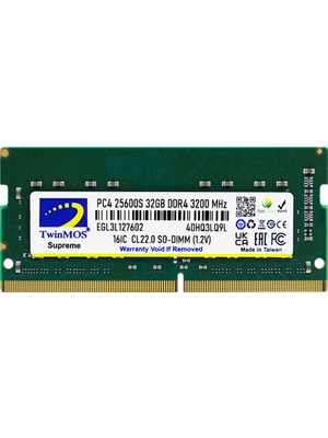 Twinmos MDD432GB3200N, 32GB, Ddr4, 3200MHZ, 1.2V Notebook Ram