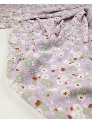 Kumaş Parça Lila Çiçekli Bürümcük Jarse En: 145CM