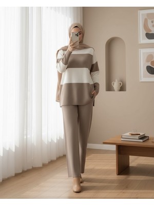 Modamorfo Yarım Boğazlı Triko Takım       -Toprak