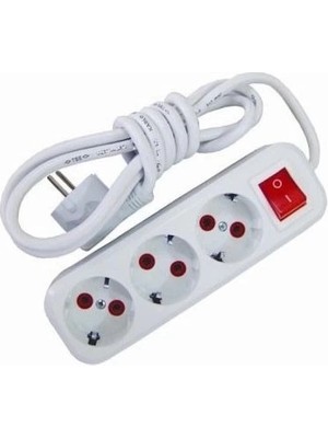 Buğz 3 Metre Kablolu Anahtarlı 3 Lü Topraklı Grup Priz