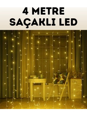 Buğz 4 Metre Şelale Perde LED Işık Dış Mekan Iç Mekan Uyumlu