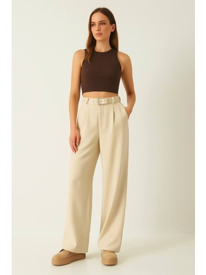 Gkc Butik Krem Kumaş Pantolon