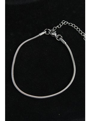 Buğz 316L Çelik Oval Italyan Model Gümüş Renk Erkek Bileklik