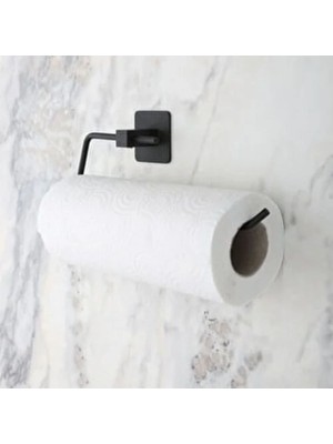Kendiliğinden Yapışkanlı Siyah Paslanmaz Metal Rulo Havluluk Aparat
