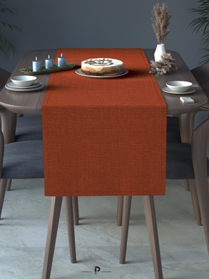 Perle Perle Home Keten Dokulu Runner Kiremit Renk Dekoratif Şık Runner Örtü