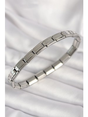 Buğz 316L Çelik Gümüş Renk Ince Yazılı Nomination Kadın Bileklik