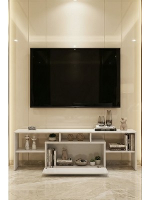 Bagax Beyaz Tv Ünitesi | Çok Bölmeli Tv Sehpası - 160 cm