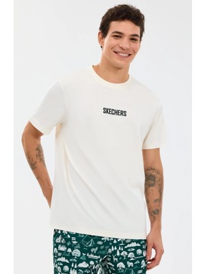 Skechers M Regular T-Shirt Erkek Beyaz Tshirt S2610115-3855