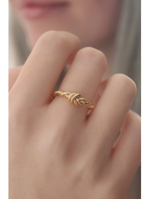 Buğz Gold Renk Halat Düğüm Model Kadın Yüzük