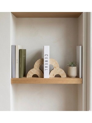 Hüco Bazaar Traverten Mermer Köpük Kitap Tutucu Dekoratif Hediyelik Süs Biblo Obje Ofis ve Ev