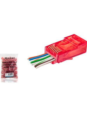 Skygo Cat6 Ez RJ45 Konnektör - 100 Adet Kirmizi / Ekonomik Poşet Paket ND2411