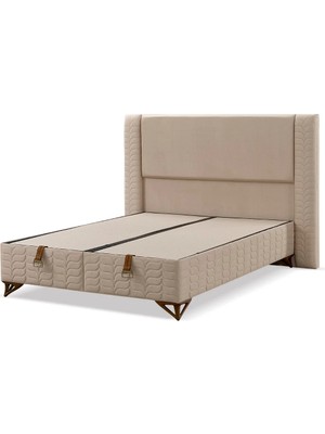 Mona Yatak Sante Tek Kişilik Baza ve Başlık Seti Kahve Renk  Baby Face Kumaş Lüks Modern Tasarım Set