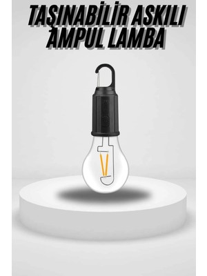 Buğz Taşınabilir Askılı Ampul Kamp Lambası Askılı Type-C Şarjlı Bahçe Lambası