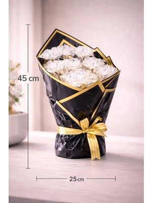 İnci Sepette Deluxe Işıklı Kristal Çiçek Buketi Siyah & Beyaz Büyük Boy Premium Hediye