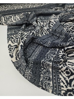 Kumaş Parça Bej Siyah Otantik Desen Irmak Örme Jarse En: 160CM