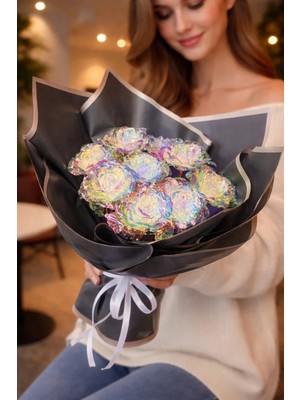 İnci Sepette Büyük Boy Sonsuzluk Gülü Buketi Sevgiliye Hediye Özel Notlu Solayan Gül