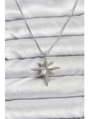 Buğz 316L Çelik Zincir Gümüş Renk Kutup Yıldızı Model 60 cm Zincir Kadın Kolye