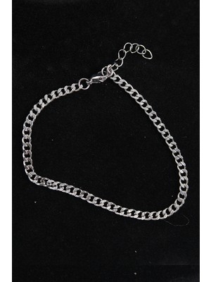 Buğz 316L Çelik Ince Klasik Model Gümüş Renk Erkek Bileklik