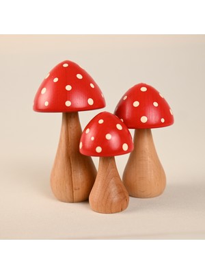 Zyt Tasarım Doğal Ahşap Mantar Süs Mantar Şans Mantarı Dekor Uğurlu