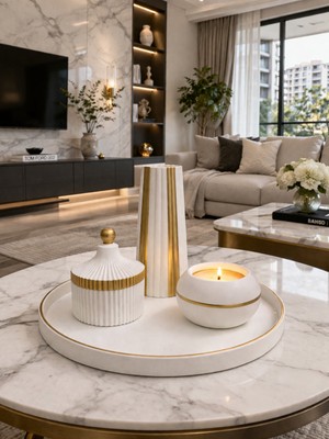 Nox Atelier Aura Gold 3’lü Dekoratif Tepsi Seti