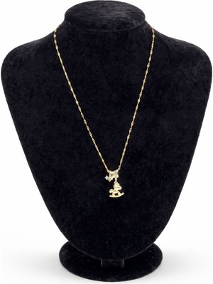 Pangu Zirkon Taşlı Unicorn Figürlü Altın Renk Çelik Kolye