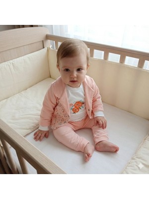 Babyim Kız Bebek Ceketli ve Nakışlı 3'lü Takım